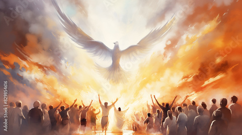 Descent of Holy Spirit during the celebration filled the Christian believers with divine light and reinforced their faith in Jesus Christ, deepening their biblical understanding and spiritual belief. photo