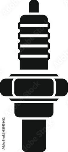 Vector illustration of a spark plug silhouette in a simple black and white design