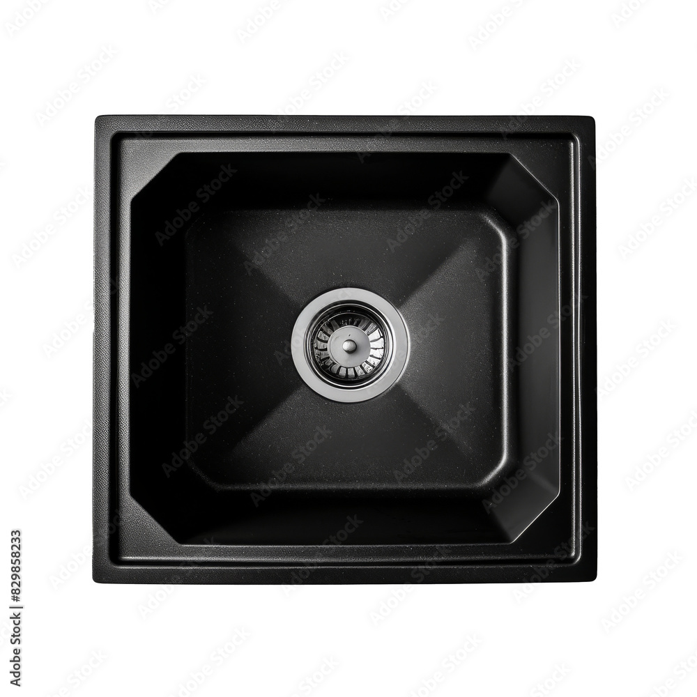 Top view of a modern black kitchen sink transparent background top view Top view of a modern black kitchen sink transparent background top view