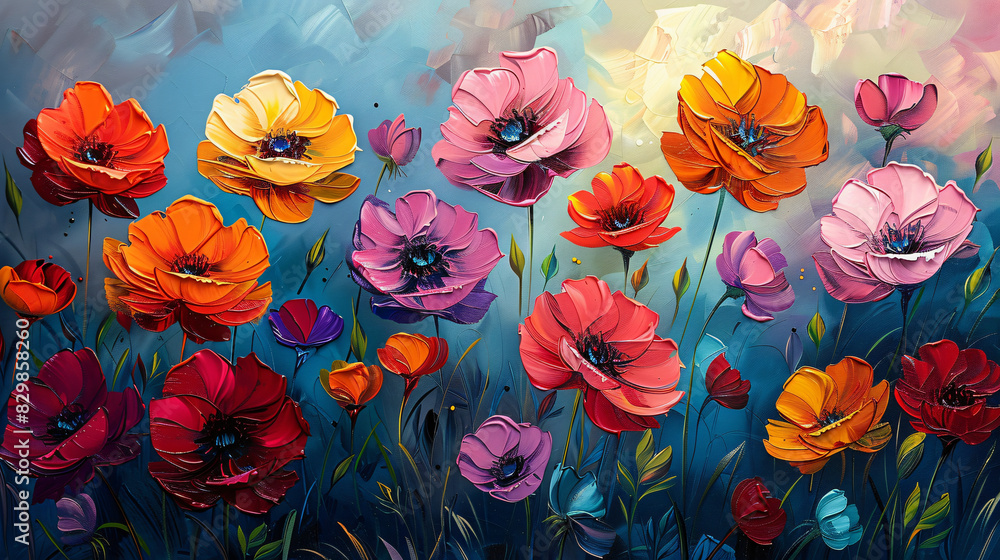 Beautiful wallpapers of colorful flowers painted