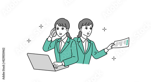 テキパキと仕事をこなすビジネスパーソンのイラスト