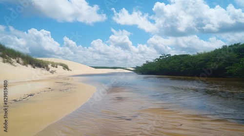 Dunes in Brazil. A stunning green oasis. Nature and travel concept.