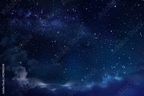 Galaxy Night Sky A starry night sky with faint nebulae and constellations background, ai generated 