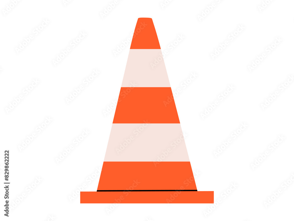 Hand drawn cute cartoon illustration of traffic cone. Flat vector road warning or caution sign in colored doodle style. Attention striped barrier icon. Stop signal. Settings or fix problem. Isolated. Hand drawn cute cartoon illustration of traffic cone. Flat vector road warning or caution sign in colored doodle style. Attention striped barrier icon. Stop signal. Settings or fix problem. Isolated.