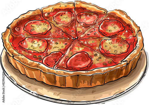 Chicago-style pizza, a simple cartoon