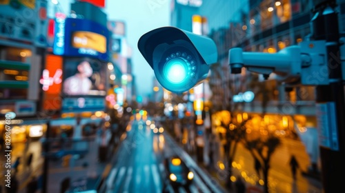 Dusk in the City: Ethereal Blue Glow of Integrated CCTV Cameras Enhancing Urban Security