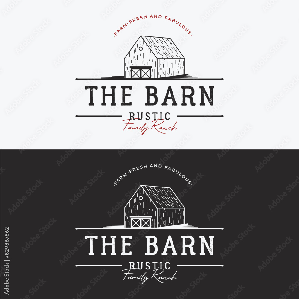 Natural rustic barn, farmhouse, warehouse logo design with a retro vintage concept.