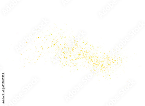 Christmas background. Powder yellow dust light PNG. Magic shining yellow dust. Fine, shiny dust bokeh particles fall off slightly. Fantastic shimmer effect. 