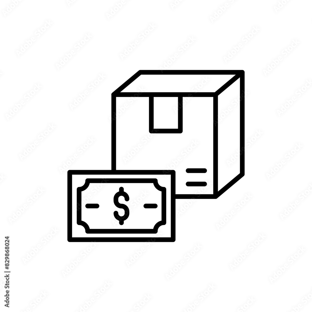 Cash on delivery outline icons, minimalist vector illustration ,simple transparent graphic element .Isolated on white background Cash on delivery outline icons, minimalist vector illustration ,simple transparent graphic element .Isolated on white background