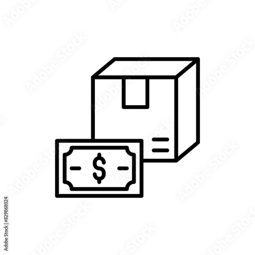 Cash on delivery outline icons, minimalist vector illustration ,simple transparent graphic element .Isolated on white background