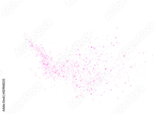 Christmas background. Powder pink dust light PNG. Magic shining pink dust. Fine, shiny dust bokeh particles fall off slightly. Fantastic shimmer effect.
