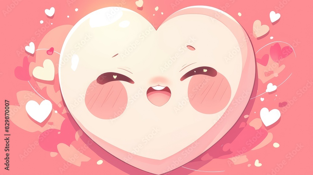 An illustration featuring a smiley face shaped like a heart An illustration featuring a smiley face shaped like a heart