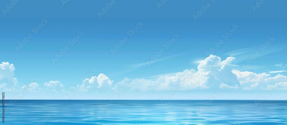 Blue sky and sea background banner with a clear horizon