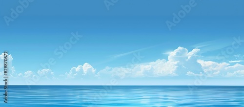 Blue sky and sea background banner with a clear horizon