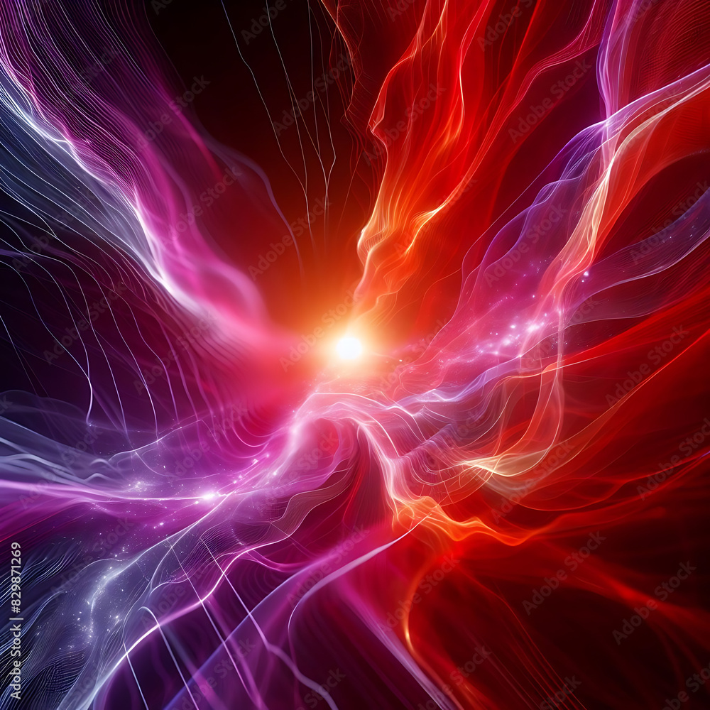 Fototapeta premium red and purple energy wave concept art, background or wallpaper, waves and spiral abstract art 
