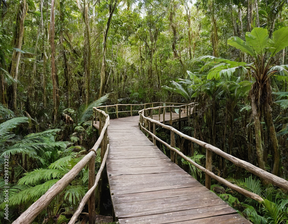 Obraz premium Forest Pathways: Traversing the Timbered Trail