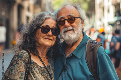 Senior tourist couple in Barcelona photo