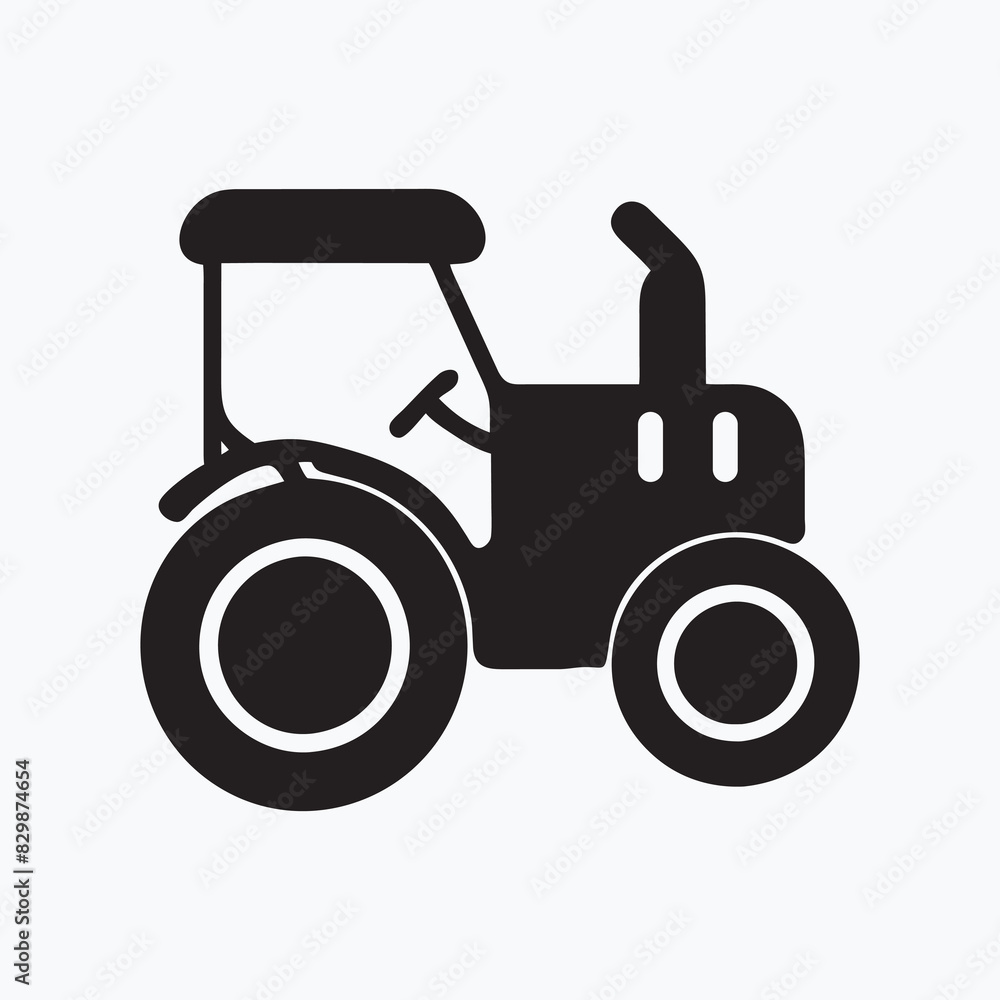  Black silhouette of a tractor icon flat style