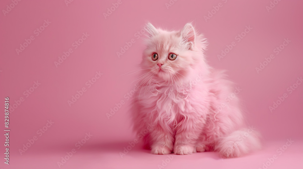 Cute fluffy pink cat, a friend create great happiness in human life Cute fluffy pink cat, a friend create great happiness in human life