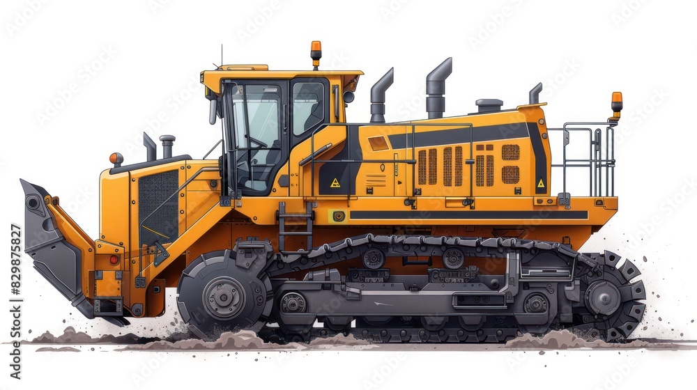 Vector icon of crawler loader, minimal design isolated on white, perfect for construction and earthmoving equipment. Vector icon of crawler loader, minimal design isolated on white, perfect for construction and earthmoving equipment.