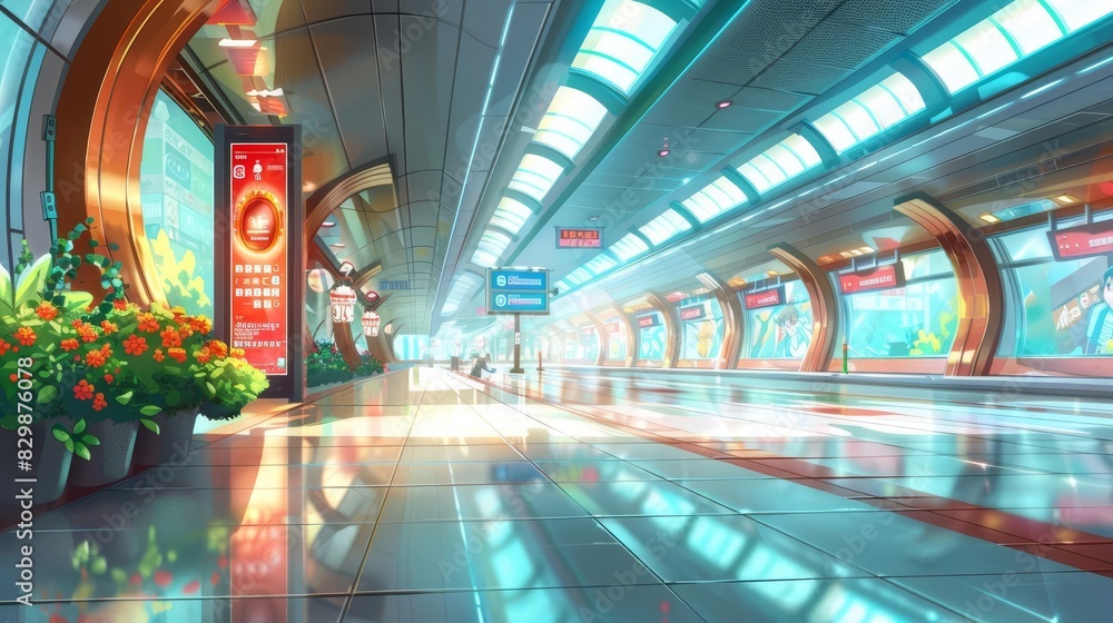 A smart citys public transportation hub, where passengers use mobile apps to navigate and manage travel seamlessly A smart citys public transportation hub, where passengers use mobile apps to navigate and manage travel seamlessly
