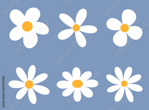 Simplistic Daisy Pattern on Blue