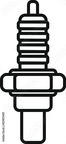 Black and white line art vector of a spark plug, suitable for automotive themes