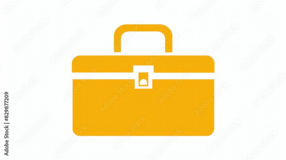 Bright yellow simple toolbox icon on white background. Suitable for tools and equipment themes. Bright yellow simple toolbox icon on white background. Suitable for tools and equipment themes.