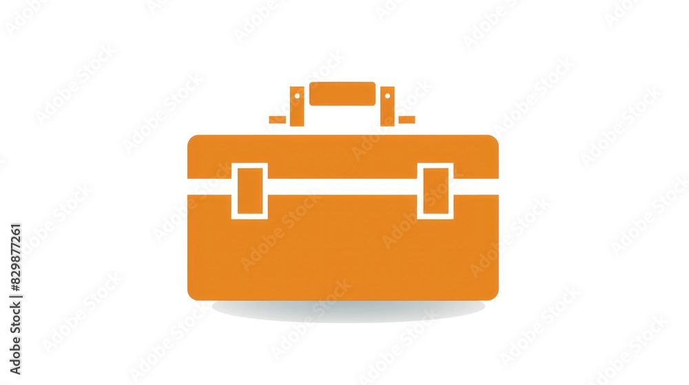 Bright orange simple toolbox icon on white background. Suitable for tools and equipment themes. Bright orange simple toolbox icon on white background. Suitable for tools and equipment themes.