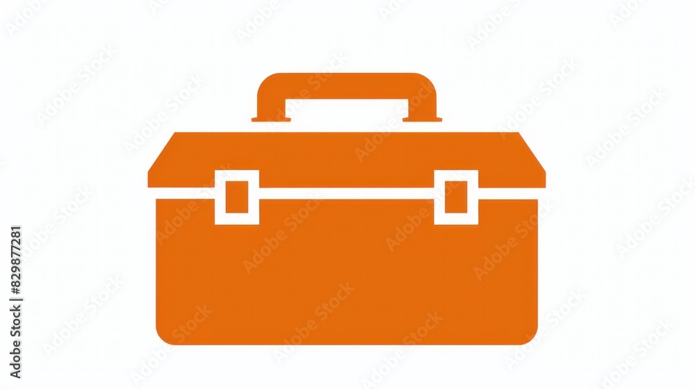 Bright orange simple toolbox icon on white background. Suitable for tools and equipment themes. Bright orange simple toolbox icon on white background. Suitable for tools and equipment themes.