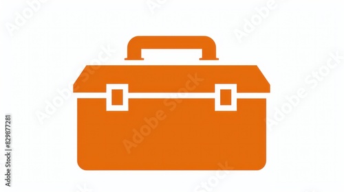 Bright orange simple toolbox icon on white background. Suitable for tools and equipment themes.