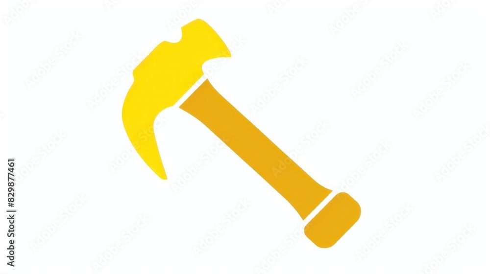 Simple icon of a bright yellow hammer on a white background. Suitable for designs with a construction theme. Simple icon of a bright yellow hammer on a white background. Suitable for designs with a construction theme.