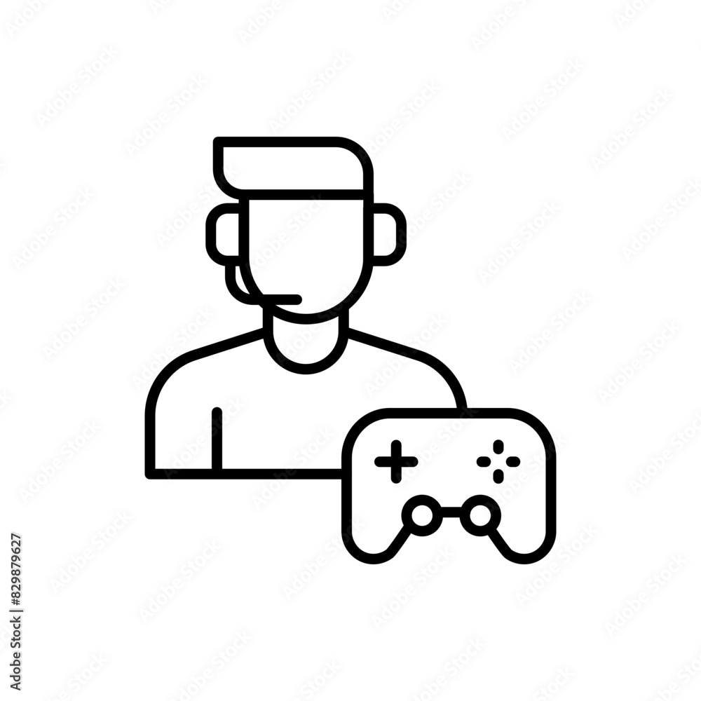 Gamer boy outline icons, minimalist vector illustration ,simple transparent graphic element .Isolated on white background Gamer boy outline icons, minimalist vector illustration ,simple transparent graphic element .Isolated on white background