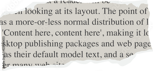 Ripped book page with text 