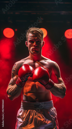 there is a man with a red boxing glove on posing for a picture © Tasfia Ahmed