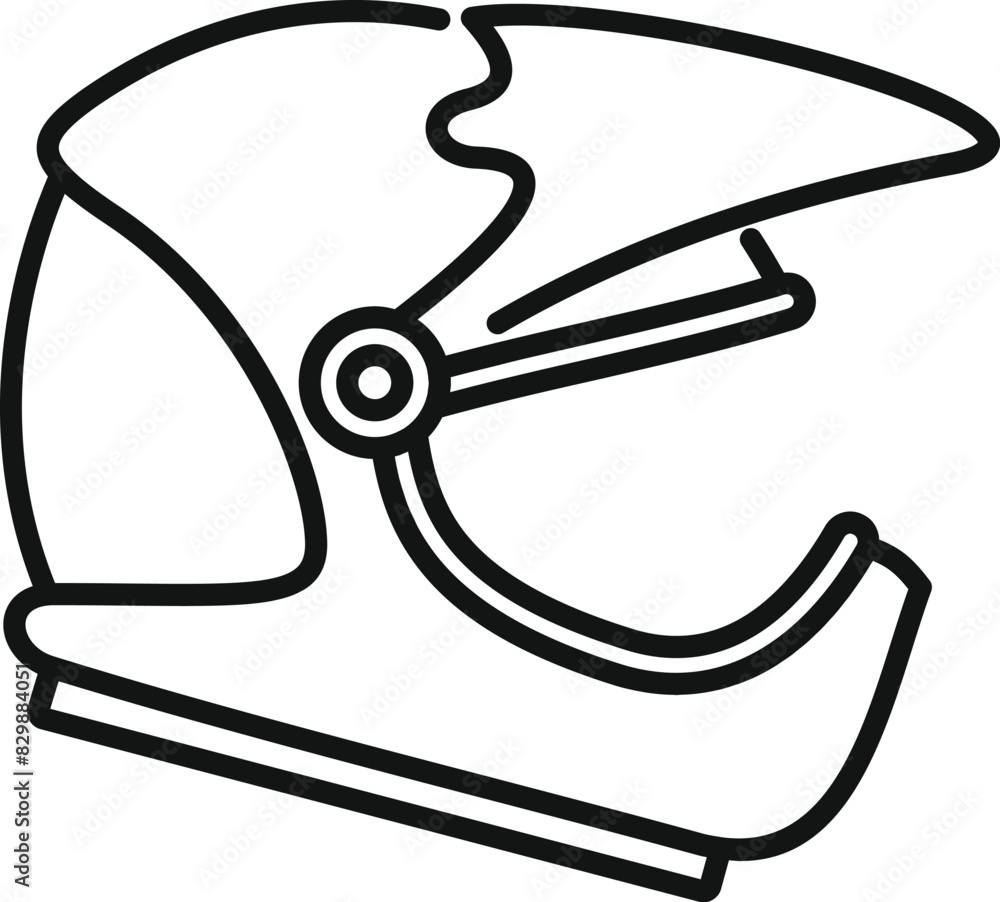 Simple black and white line drawing of a classic motorcycle helmet Simple black and white line drawing of a classic motorcycle helmet