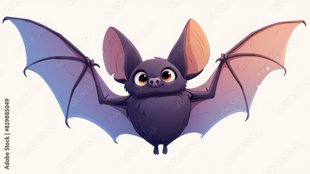 A cartoon bat is depicted on a white background A cartoon bat is depicted on a white background