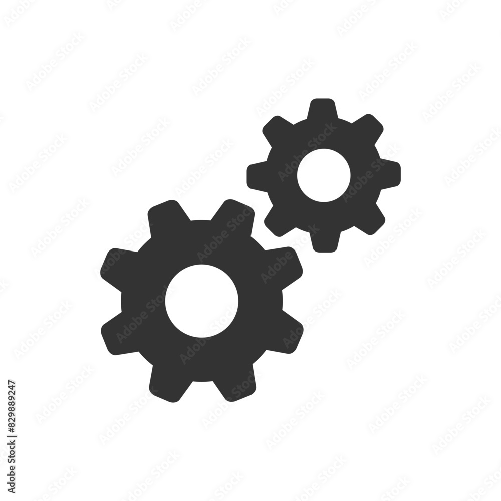Settings vector icon. Black isolated outline icon of two cogwheels on white background. Settings vector icon. Black isolated outline icon of two cogwheels on white background.