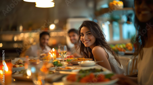 Wallpaper Mural young indian couple eating food at restaurant Torontodigital.ca