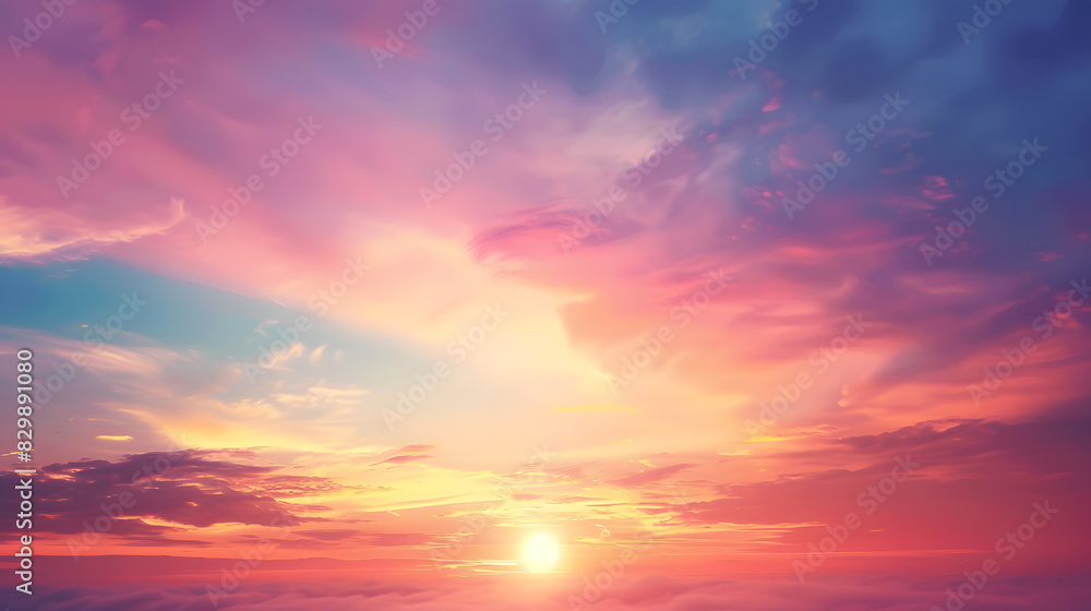 Fototapeta premium Beautiful Sunset gradient background. Generative AI.