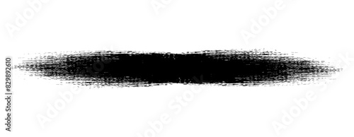 Black brushstroke of acrylic style paint isolated on a transparent background - Horizontal black vector brushstroke
