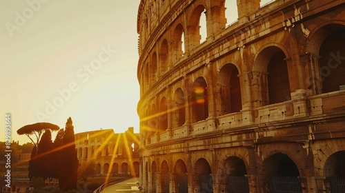 ancient colosseum in rome illuminated by warm morning sunlight iconic landmark