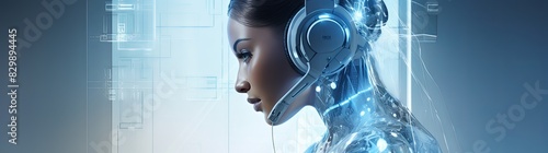 Futuristic AI Woman with Headset