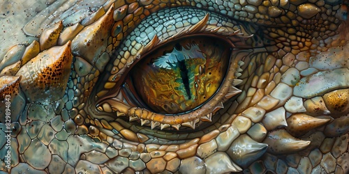 The eye of a green iguana  a large lizard native to Central and South America.