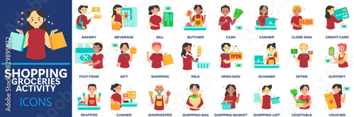 Shopping Groceries Activity Icon Packs