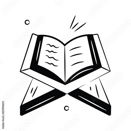 The holy quran vector design, modern doodle icon of muslim book