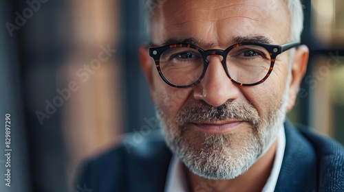 confident mature businessman wearing eyeglasses urban professional portrait