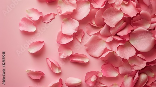 delicate rose petals scattered on pink background romantic wedding or valentines day floral design illustration