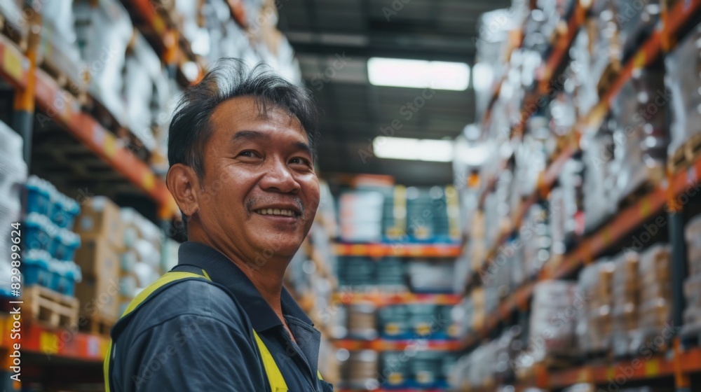 Warehouse Worker Man Dressed In Standard Work Clothing Warehouse Worker Man Dressed In Standard Work Clothing