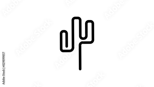 Cactus Logo, black isolated silhouette